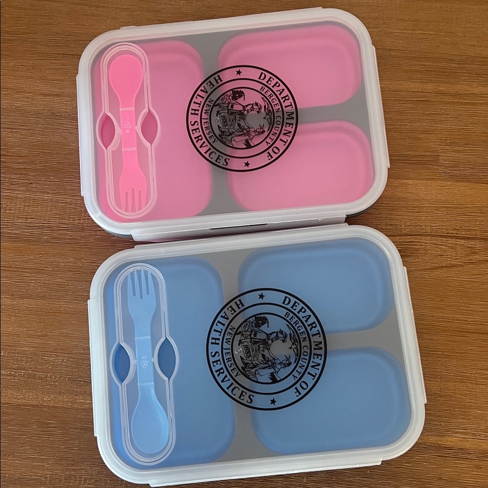 Set of Two Collapsible Silicon Lunch Containers Bento Box